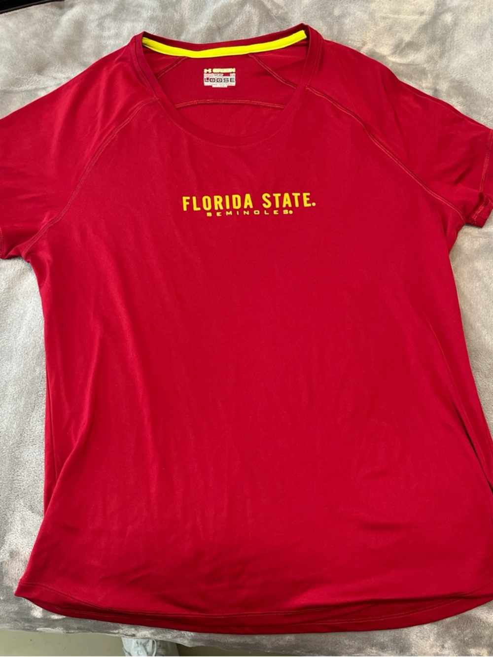 Under Armour Red Florida State Short Sleeve Tee with Yellow Logo